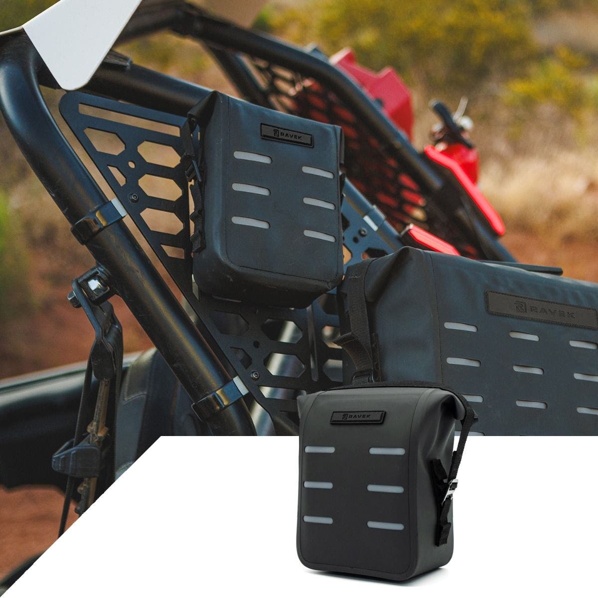 RAVEK MOLLE Zipperless Waterproof Pouch – Black | Compact UTV Storage Bag (1.7 L)