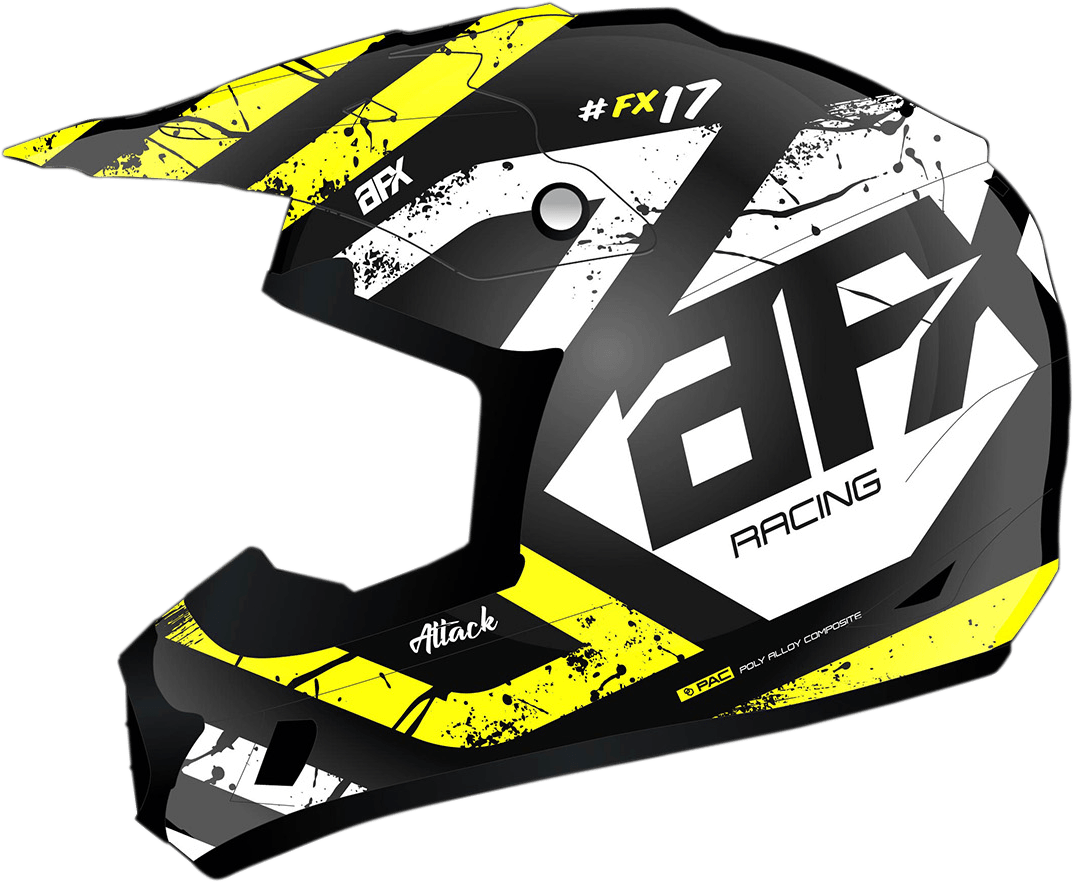AFX FX-17Y Helmet - Attack - Matte Black/Hi-Vis Yellow - Large 0111-1416