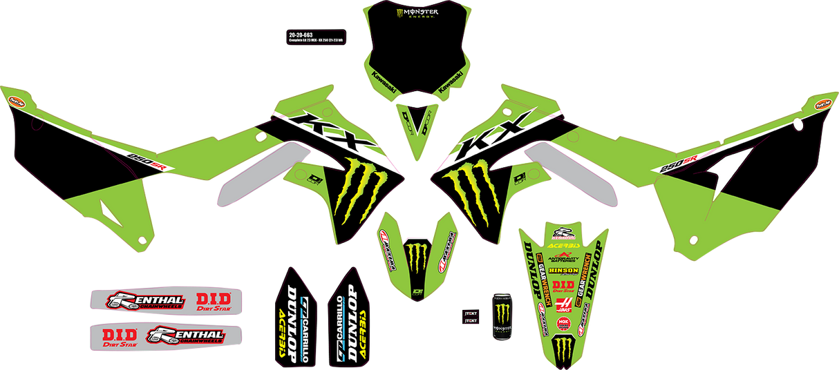 D'COR VISUALS Graphic Kit - '23 Monster Energy - KX 250/F 20-20-663