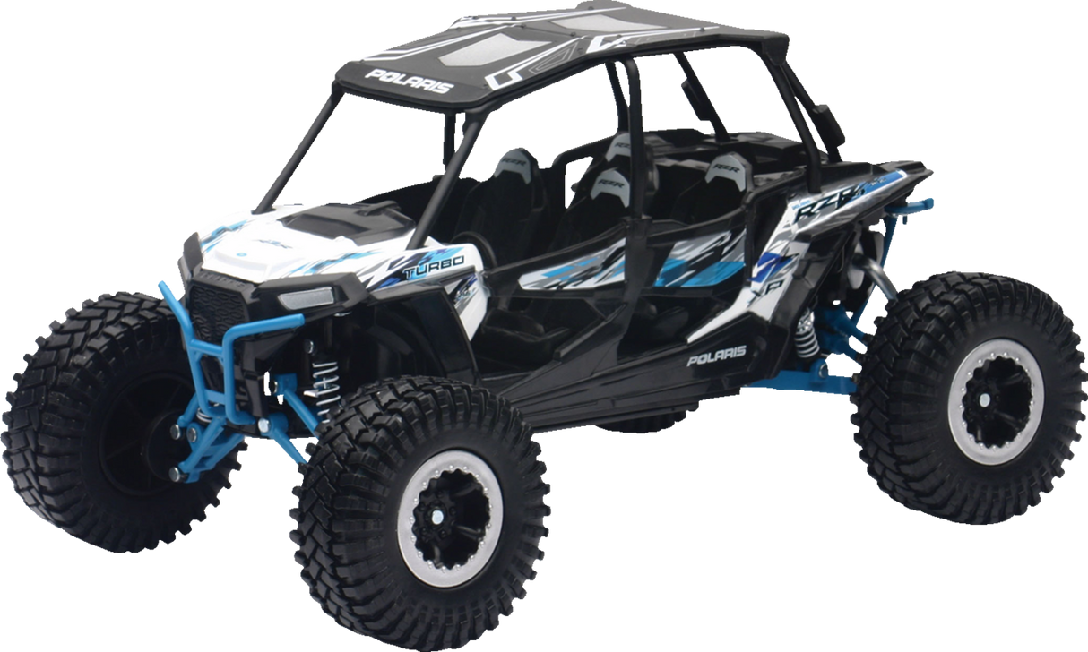 NEW RAY TOYS Polaris RZR XP 4 Turbo EPS Rock Crawler - 1:18 Scale - White Lightning 57976A