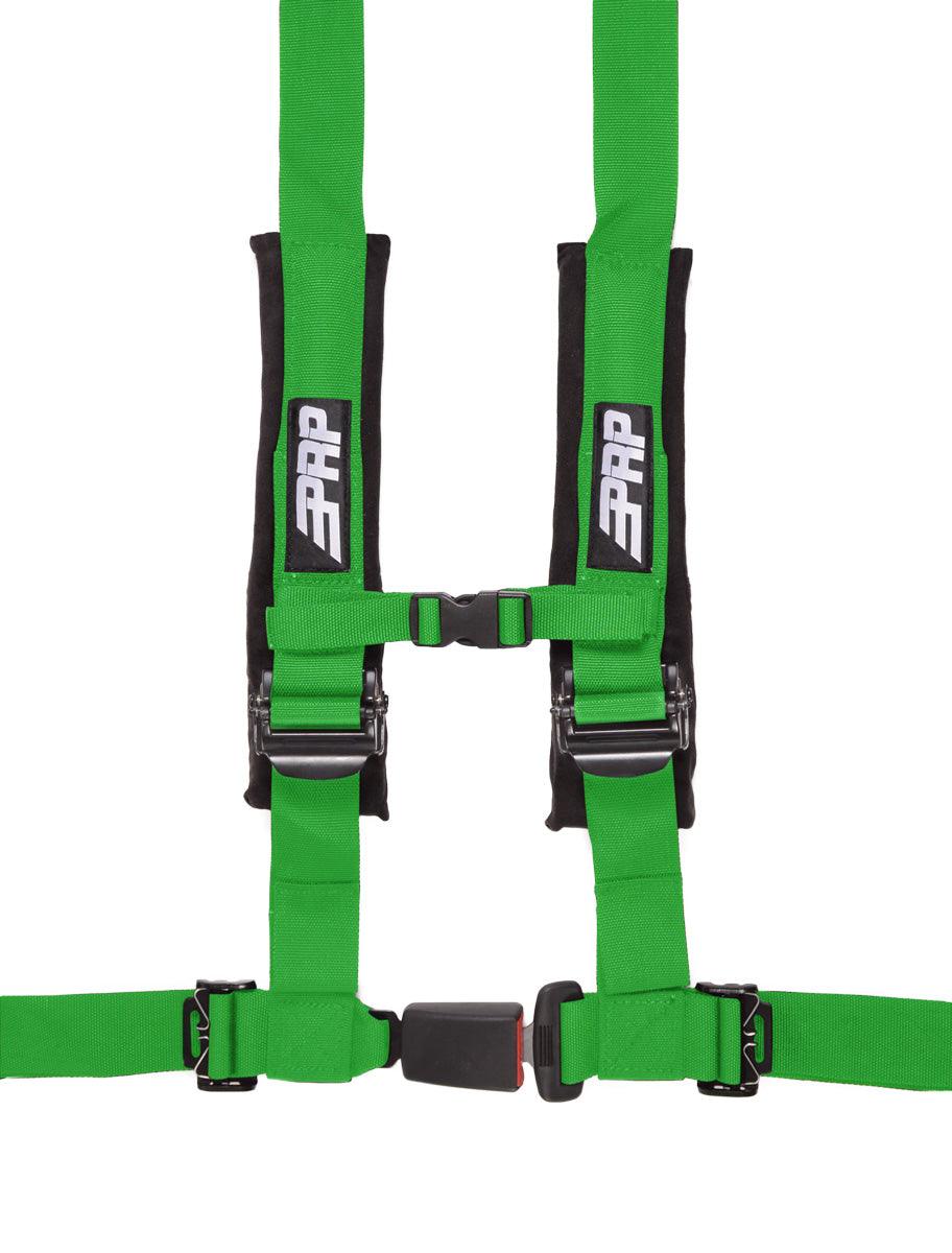 Green 4 Point Harness with 2 Belts and Auto Latch By PRP 4.2 SBAuto2GN