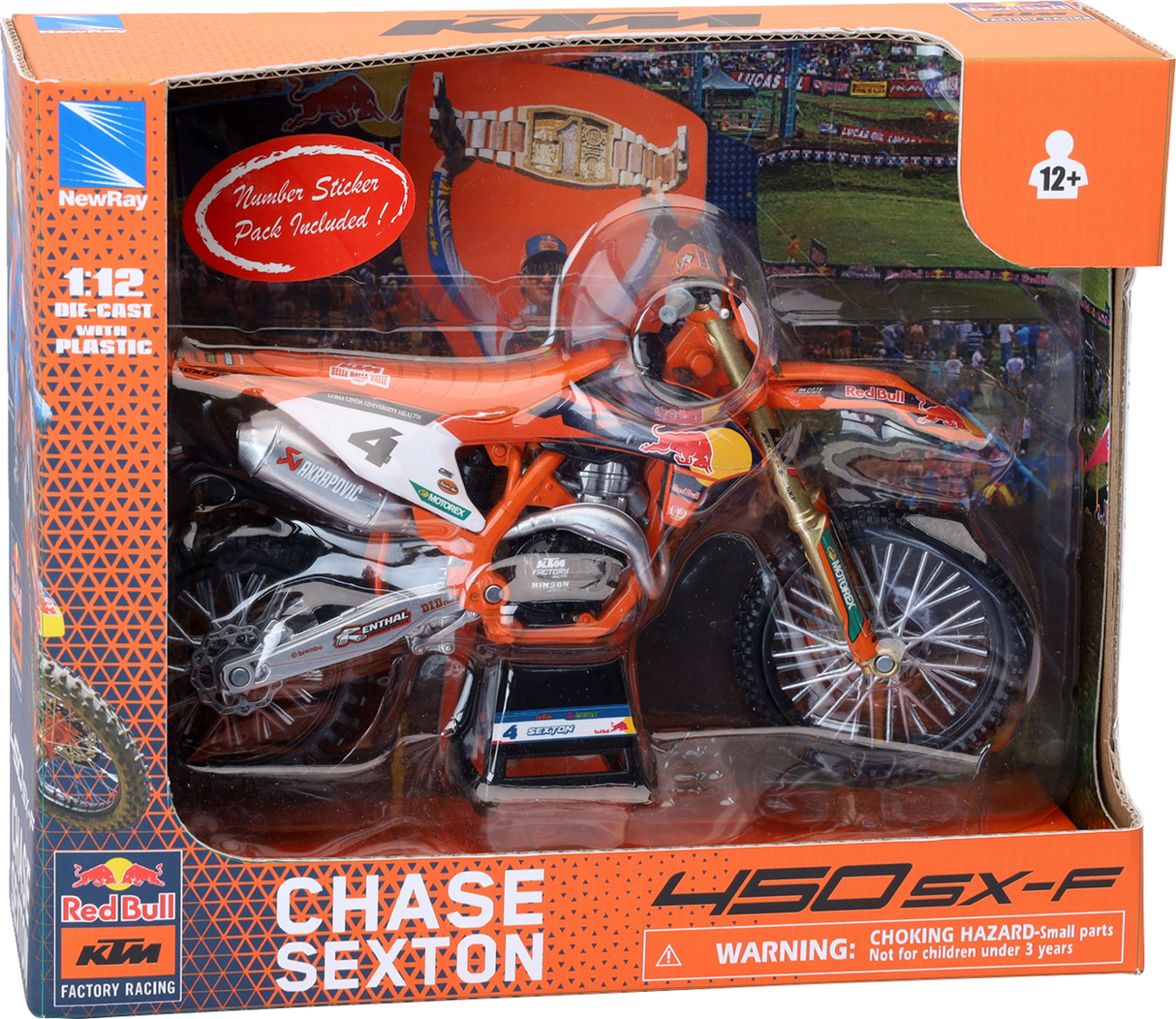 NEW RAY TOYS Red Bull KTM 450 SX-F - Chase Sexton #4 - 1:12 Scale 58473