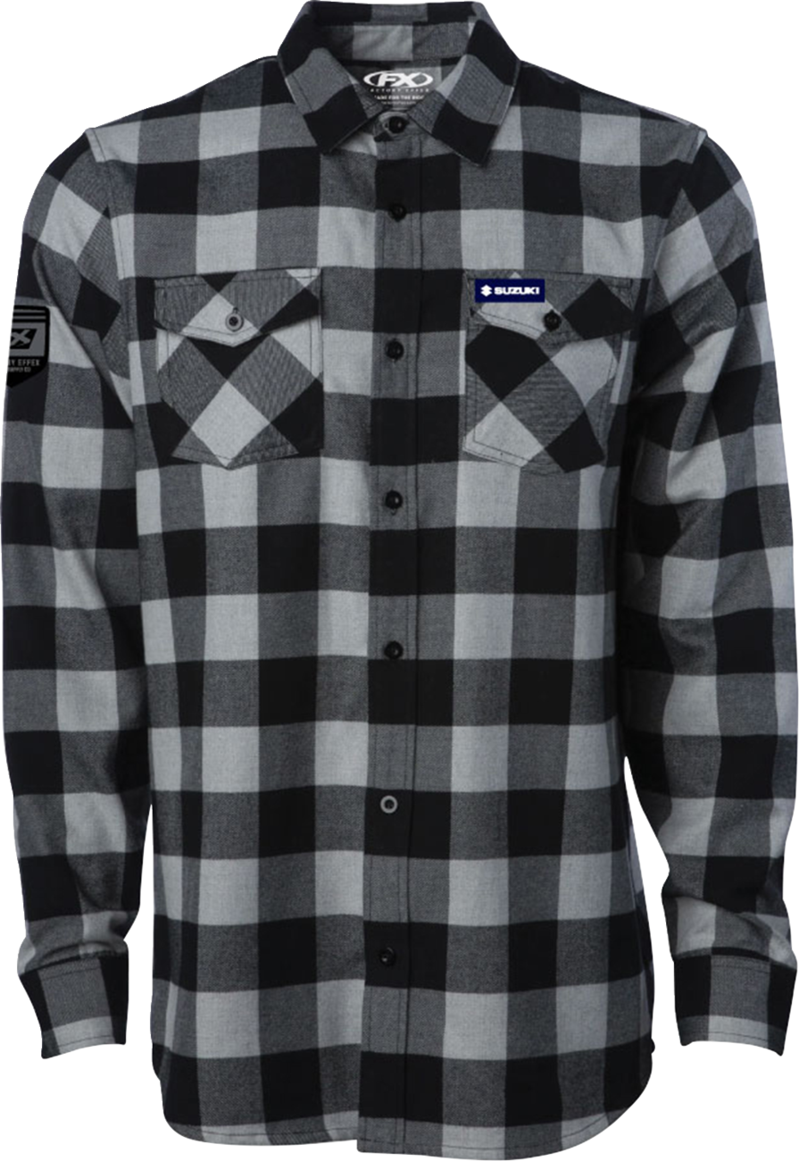 FACTORY EFFEX Suzuki Explorer Flannel Shirt - Gray/Black - Large 29-85404