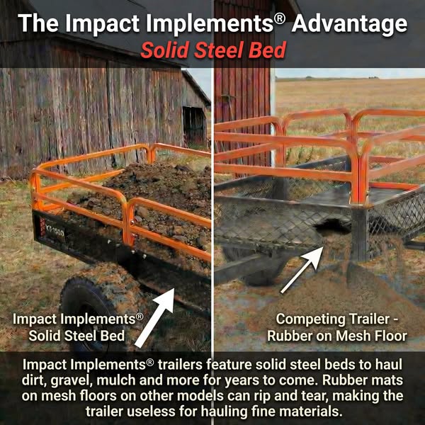 Impact Implements 1500lb HD Agricultural Trailer with Solid Floor and Side