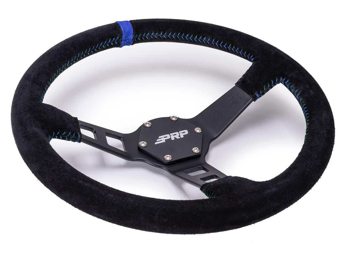 PRP Deep Dish Suede Steering Wheel- Blue