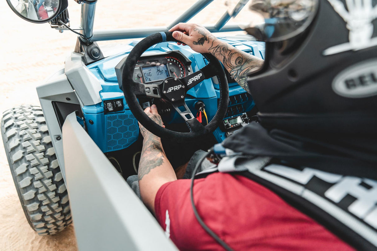 PRP Deep Dish Suede Steering Wheel- Blue