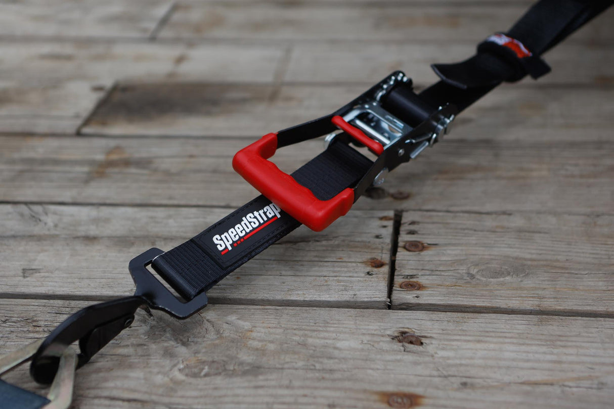 2″ x 10′ Ratchet Tie Down w/ Twisted Snap Hooks & Axle Strap Combo