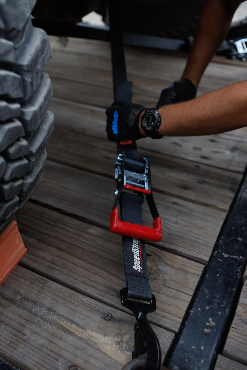 2″ x 10′ Ratchet Tie Down w/ Twisted Snap Hooks & Axle Strap Combo