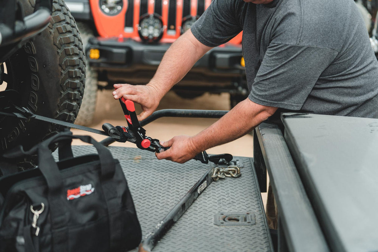 2″ x 10′ Ratchet Tie Down w/ Twisted Snap Hooks & Axle Strap Combo