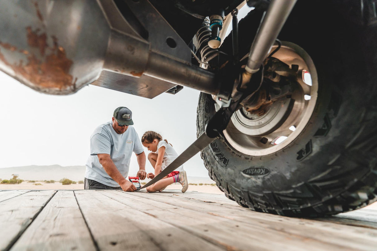 2″ x 10′ Ratchet Tie Down w/ Twisted Snap Hooks & Axle Strap Combo