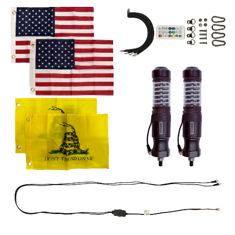 Awesome Offroad 1ft THIC COB LED Whip Light Pair with Remote