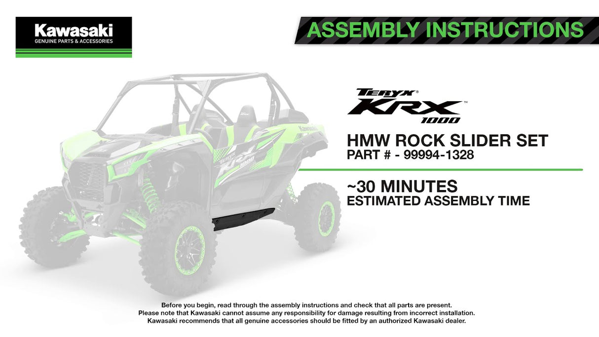 2020-2025 Genuine Kawasaki TERYX KRX 1000 HMW Rock Slider Set 99994-1328