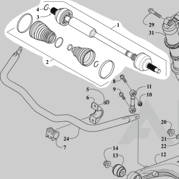 Arctic Cat/Textron Off Road Wildcat XX Rear Axle Assembly (Kit Halfshaft) 2502-763