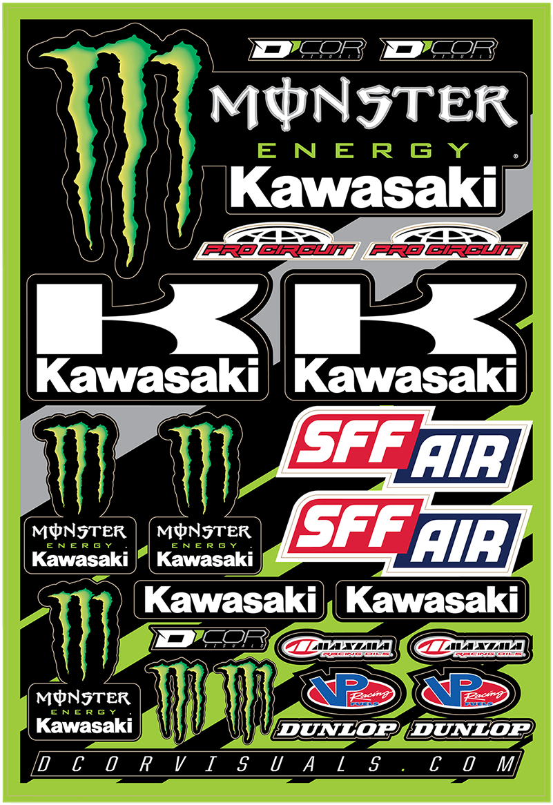 D'COR VISUALS Decal Sheet - Monster Energy - Kawasaki 40-20-116 - AWESOMEOFFROAD.COM