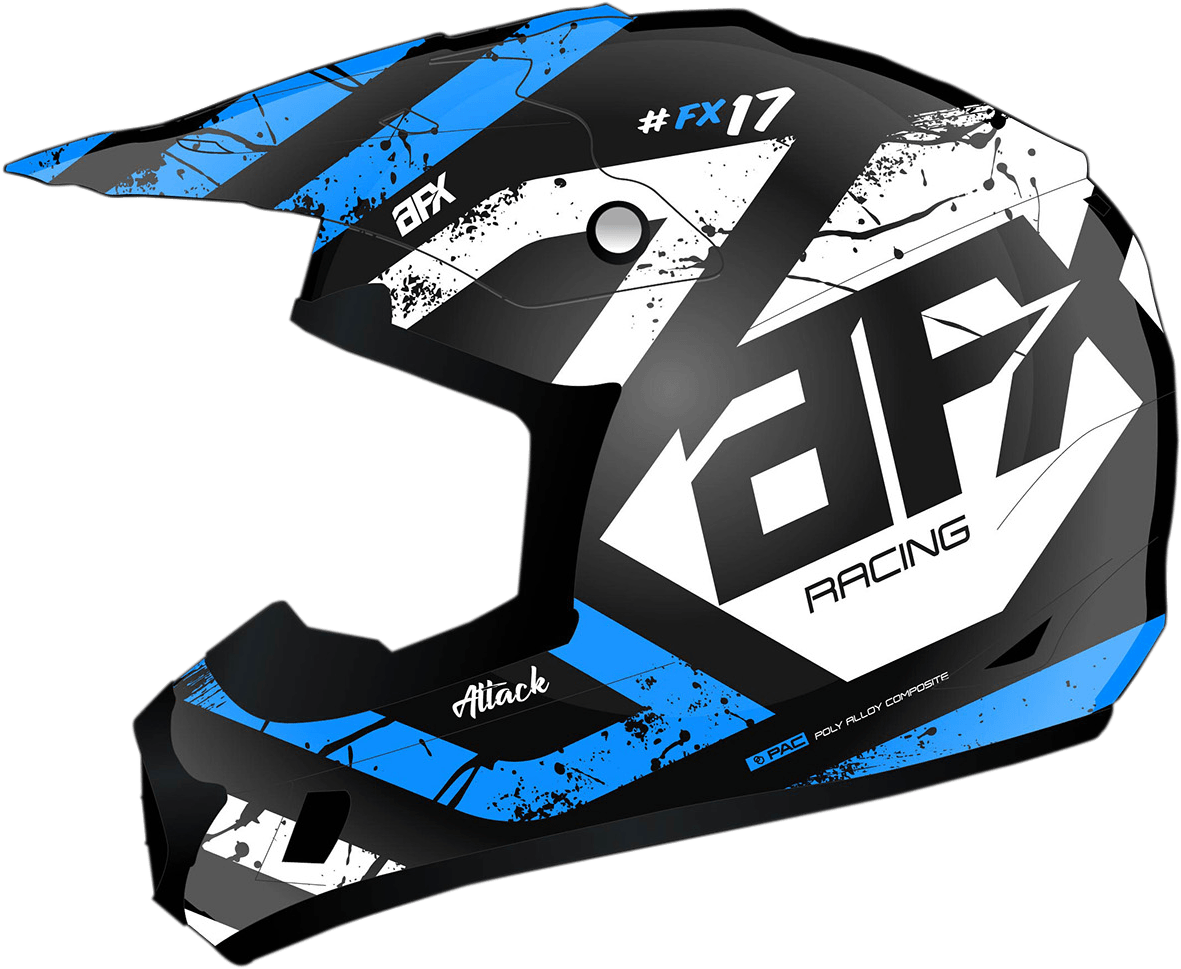AFX FX-17Y Helmet - Attack - Matte Black/Blue - Large 0111-1410 - AWESOMEOFFROAD.COM