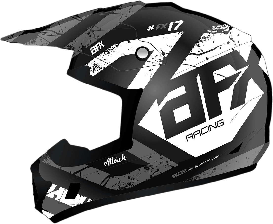 AFX FX-17Y Helmet - Attack - Matte Black/Silver - Small 0111-1399 - AWESOMEOFFROAD.COM