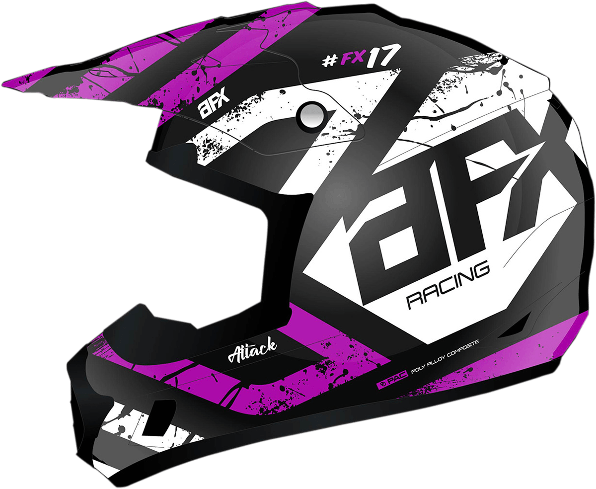AFX FX-17Y Helmet - Attack - Matte Black/Fuchsia - Medium 0111-1412 - AWESOMEOFFROAD.COM