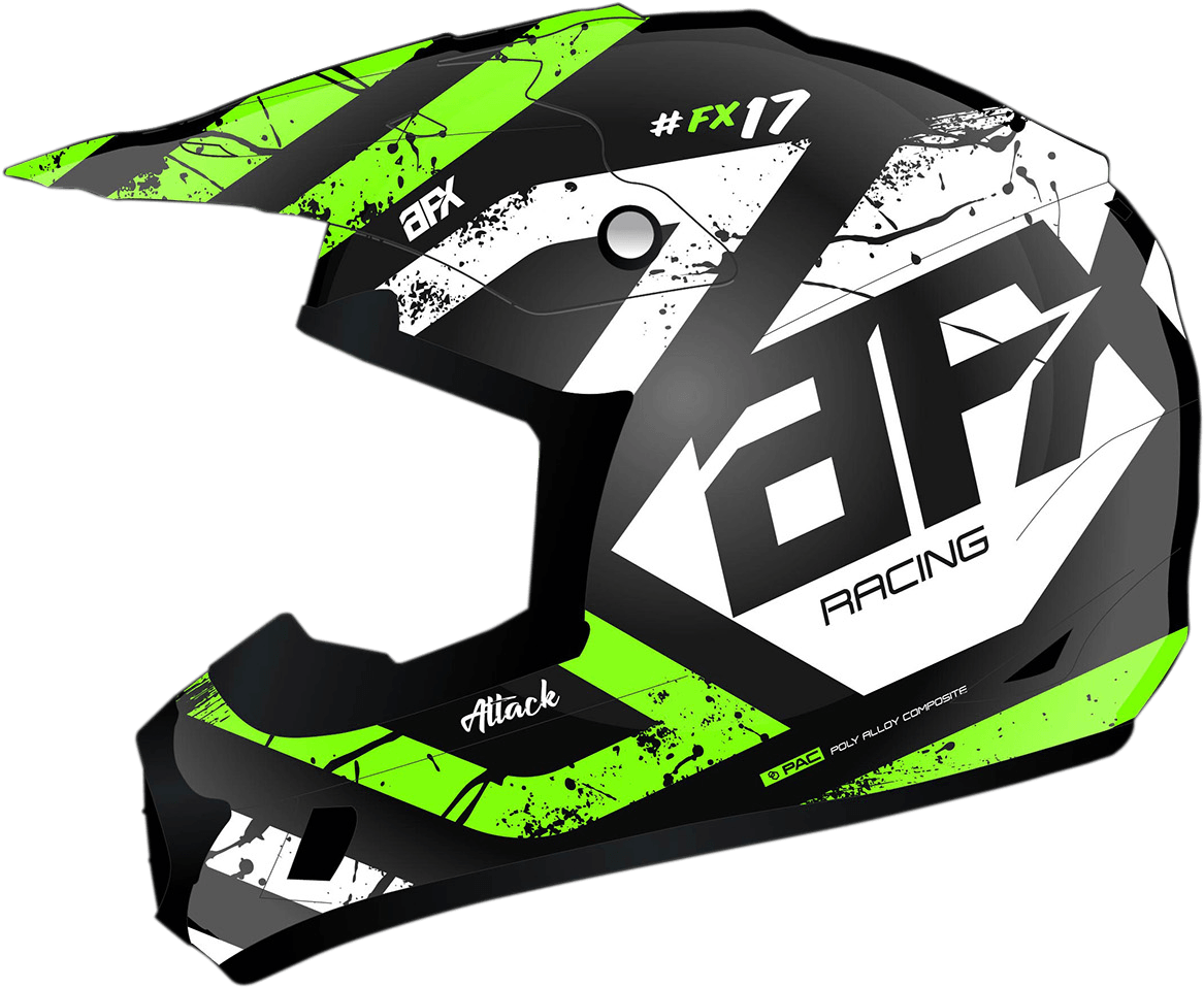 AFX FX-17Y Helmet - Attack - Matte Black/Green - Large 0111-1419 - AWESOMEOFFROAD.COM