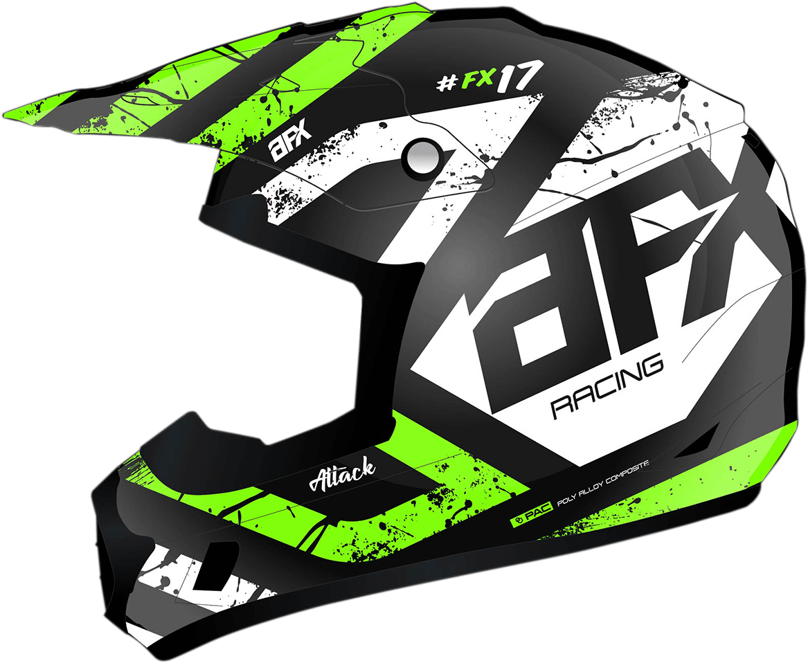 AFX FX-17Y Helmet - Attack - Matte Black/Green - Large 0111-1419