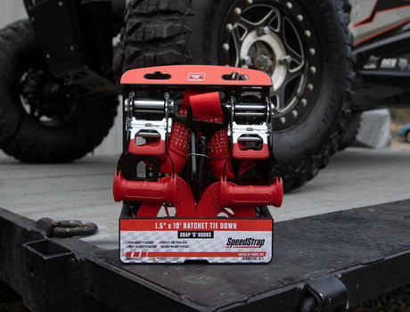 SpeedStrap 1 1/2In x 10Ft Ratchet Tie-Down (2 Pack) - Red - AWESOMEOFFROAD.COM