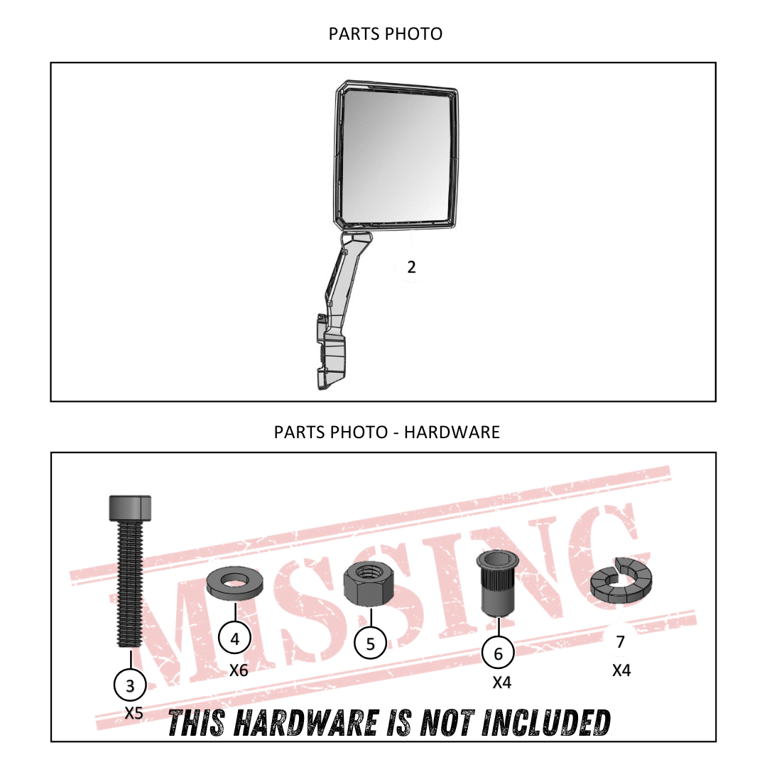 *Bargain Bin* Kawasaki Ridge PREMIUM SIDE MIRROR - Replacement - Passenger Side ONLY