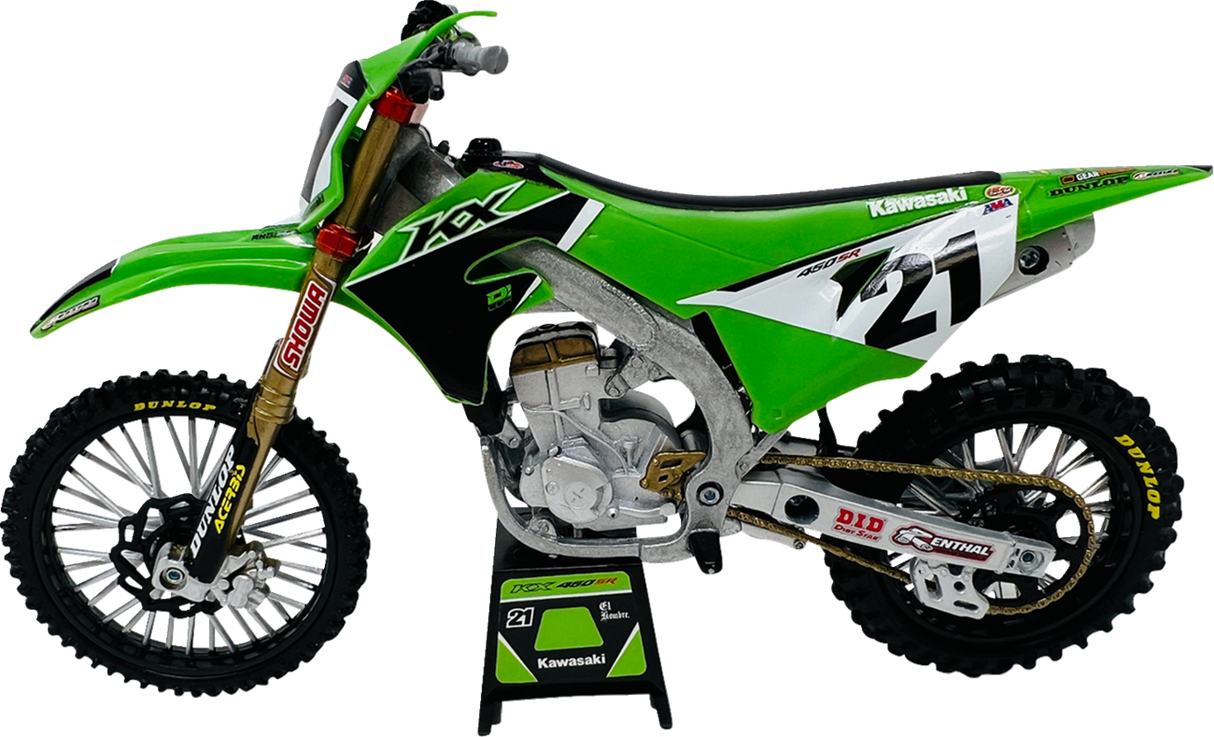 NEW RAY TOYS Kawasaki Team KX450F - Jason Anderson - 1:12 Scale - Green/Black 58413
