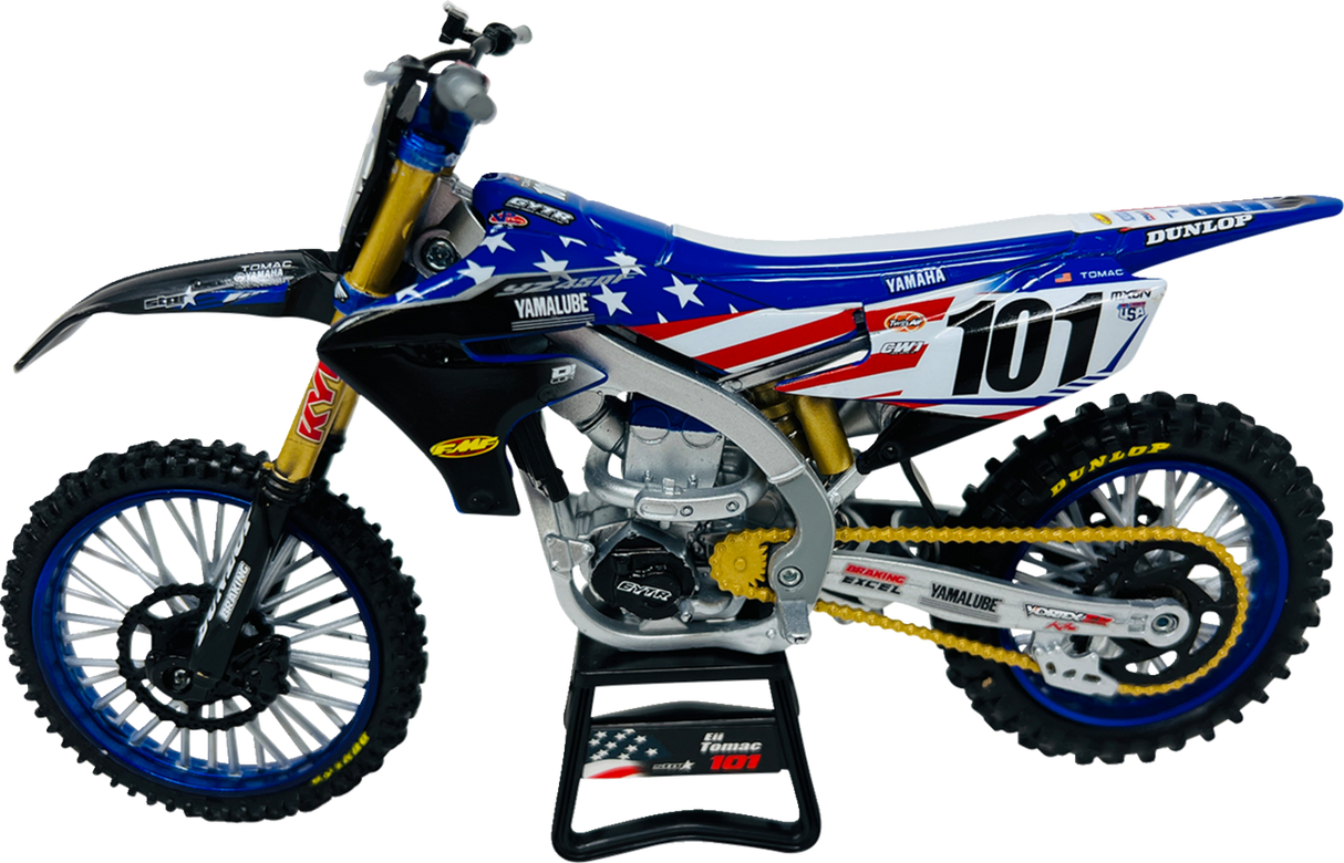 NEW RAY TOYS Yamaha YZ450F Motocross of Nations Bike - Eli Tomac - 1:12 Scale - Red/Blue/Yellow 58423