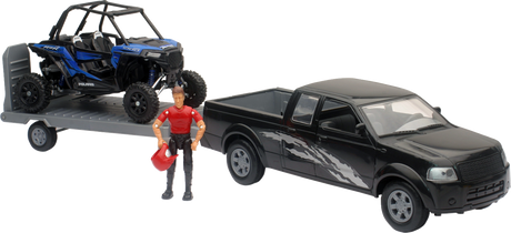 NEW RAY TOYS Pick Up Truck w/ Polaris RZR XP1000 - 1:18 Scale - Black/Blue SS-37426E