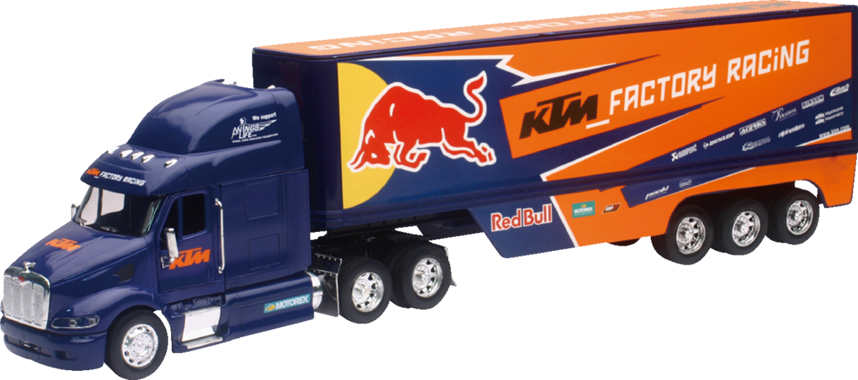 NEW RAY TOYS Peterbilt Red Bull KTM Race Team Truck - 1:32 Scale - Blue/Orange 14393