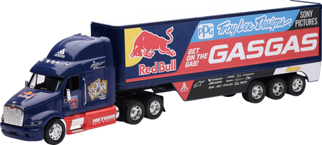 NEW RAY TOYS Peterbilt TLD Red Bull GASGAS Race Team Truck - 1:32 Scale - Blue/Red 11053