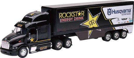 NEW RAY TOYS Peterbilt Rockstar Husqvarna Factory Race Team Truck - 1:32 Scale - Black/Yellow 10963