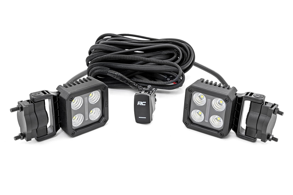 Black Series LED Light Pair | 2 Inch | Flood | Swivel Mount