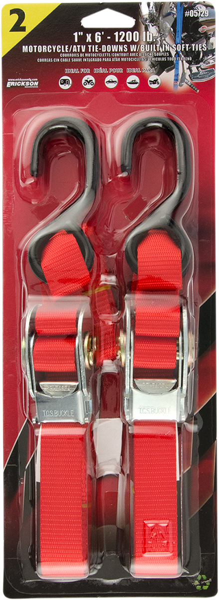 ERICKSON Over-Center Buckle Strap - 1" x 6' - Red 05729