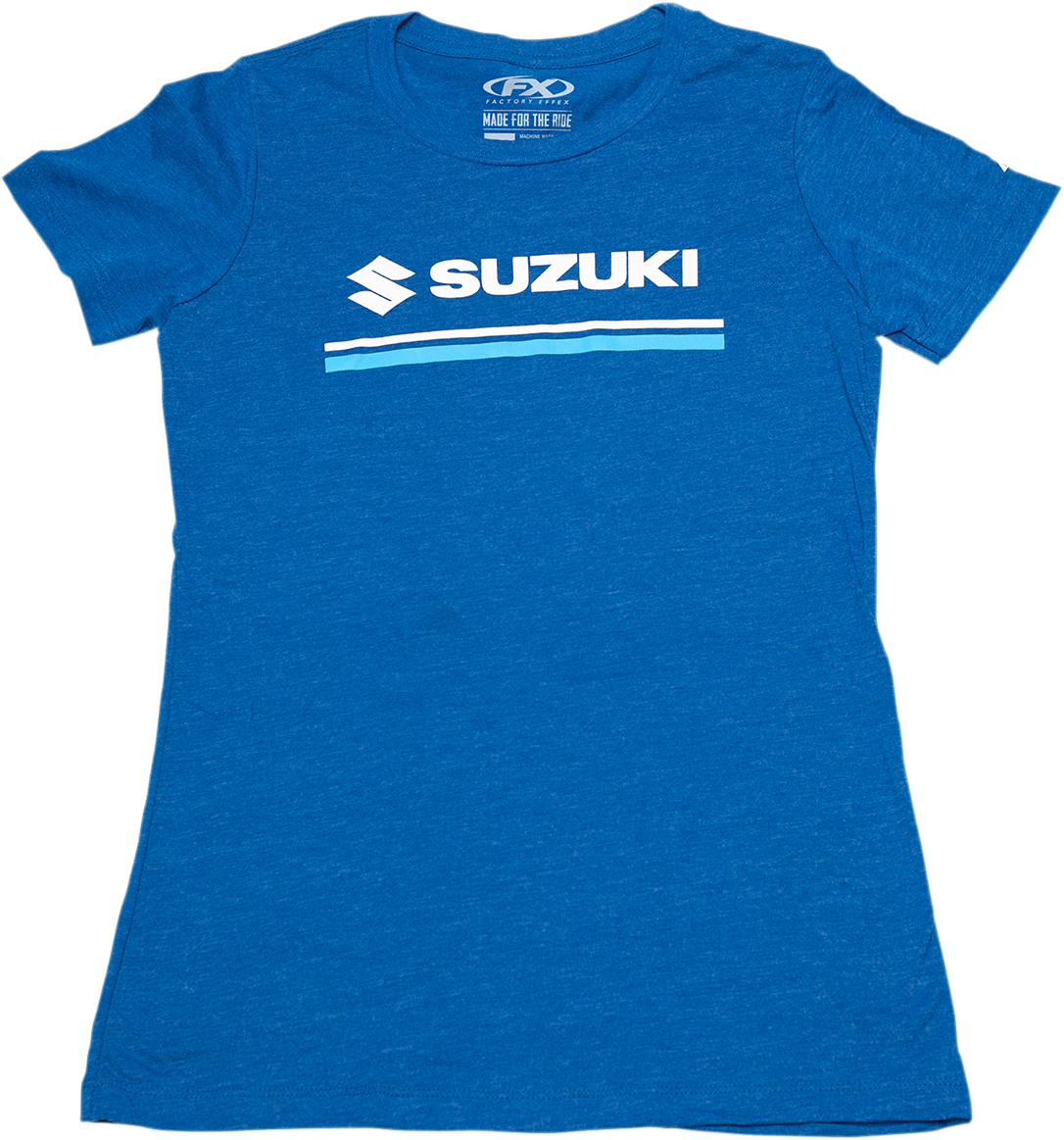 FACTORY EFFEX Women's Suzuki Stripes T-Shirt - Heather Royal Blue - Large 22-87434