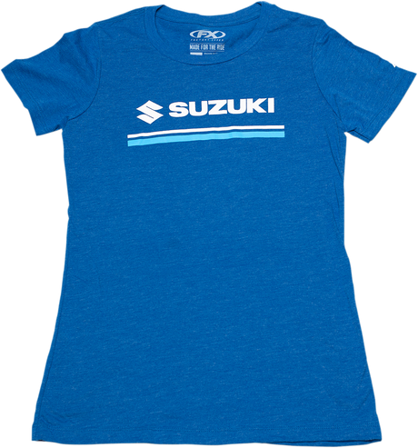 FACTORY EFFEX Women's Suzuki Stripes T-Shirt - Heather Royal Blue - Large 22-87434