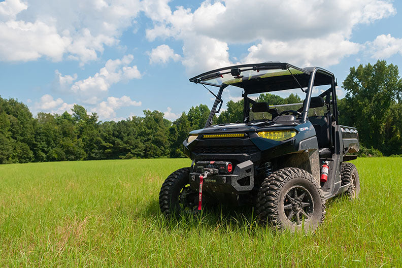 Flip-Up Vented Windshield (Scratch Resistant Polycarbonate) — Polaris Midsize Size Pro-Fit Ranger