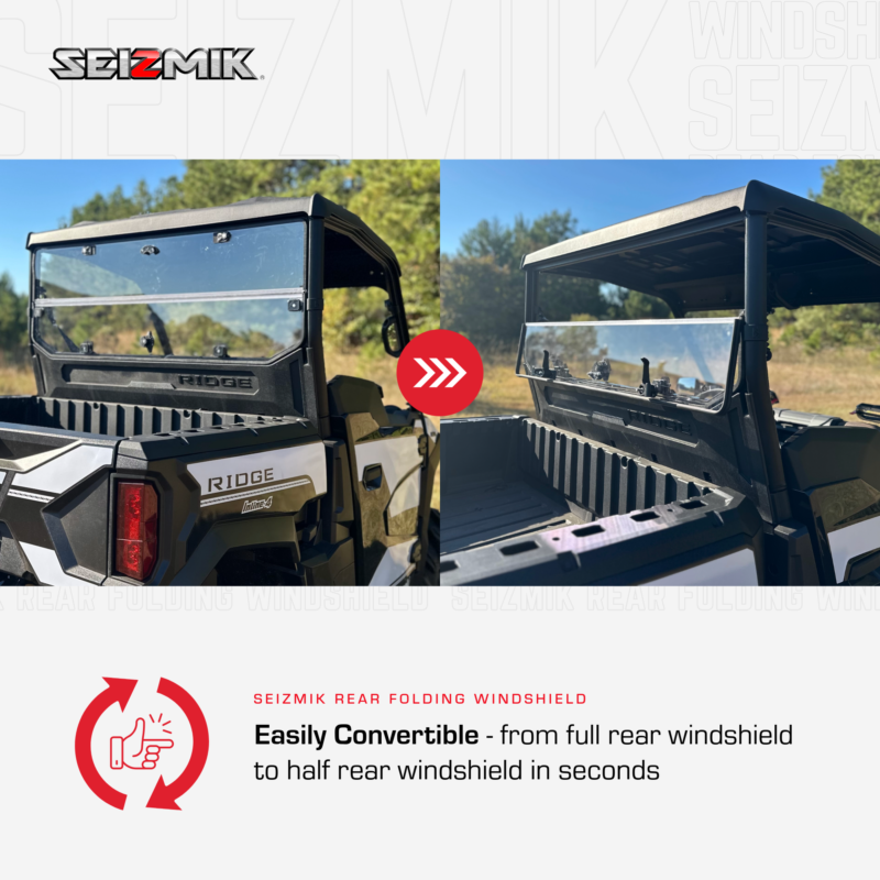 Hard Rear Folding Windshield (UV Resistant Polycarbonate) — Kawasaki Ridge