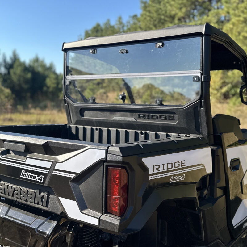 Hard Rear Folding Windshield (UV Resistant Polycarbonate) — Kawasaki Ridge