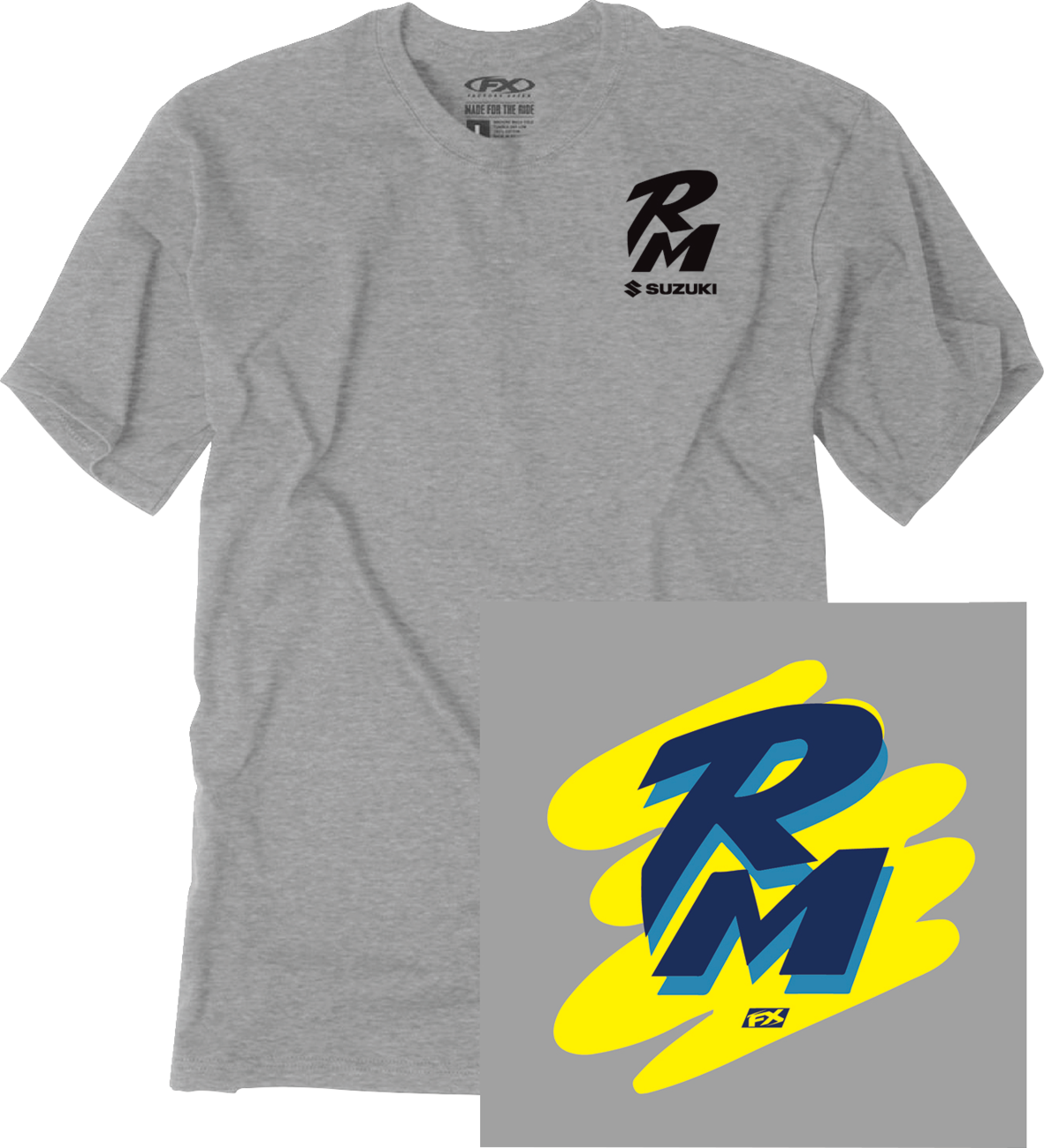 FACTORY EFFEX Suzuki Retro RM T-Shirt - Heather Gray - Large 28-87414
