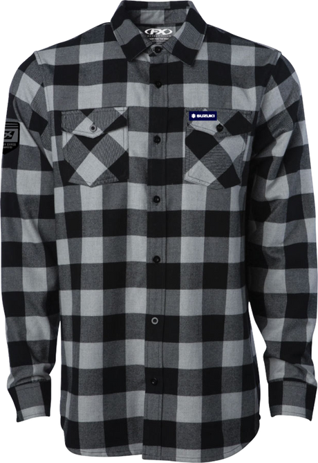 FACTORY EFFEX Suzuki Explorer Flannel Shirt - Gray/Black - Large 29-85404