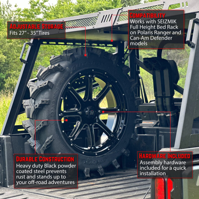 Seizmik Bed Rack Spare Tire Holder – Polaris Ranger | Can-Am Defender