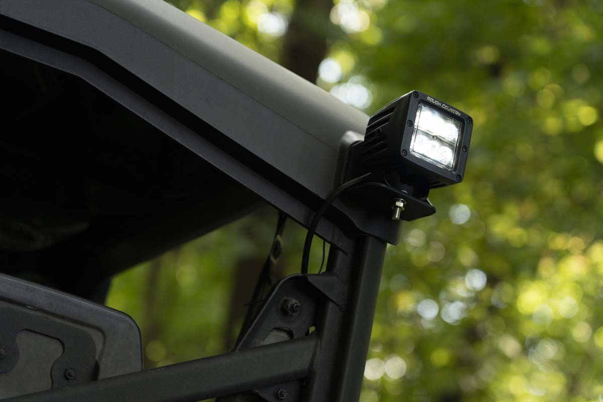 LED Light | Cab Mount | 2" Black Pair | Flood | Can-Am Defender HD 5/HD 8/HD 9/HD 10