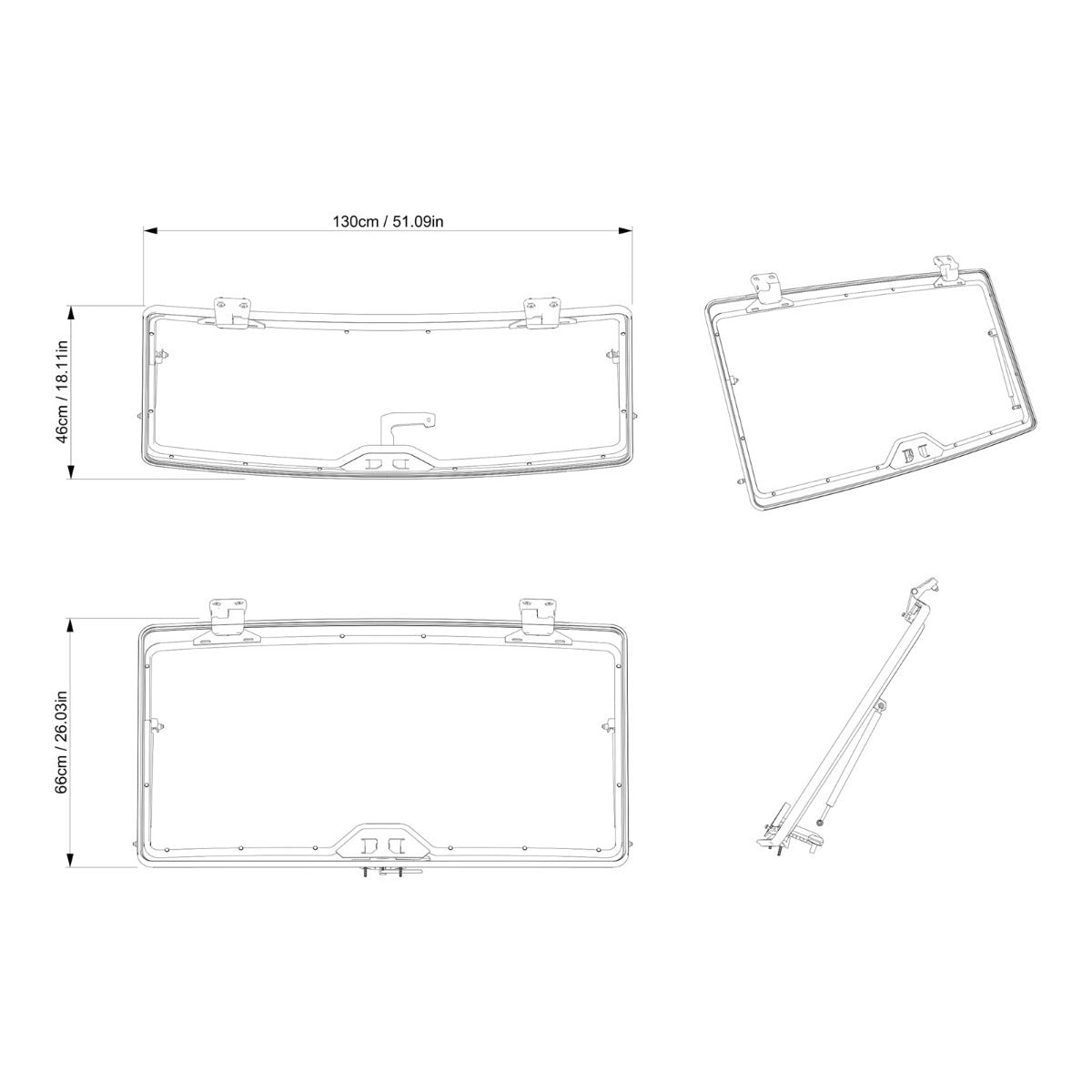 Can-Am Defender Flip Windshield - Hardcoated