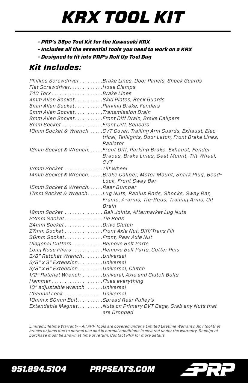 Kawasaki KRX Roll Up Tool Bag with 35pc Tool Kit