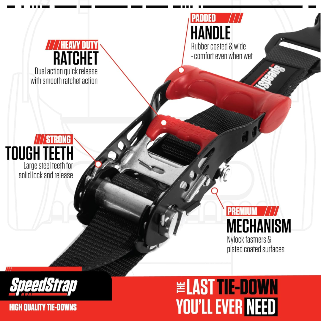 SpeedStrap 1 1/2In UTV Wheel Lasso Through the Wheel Tie-Down - Black (2 Pack)