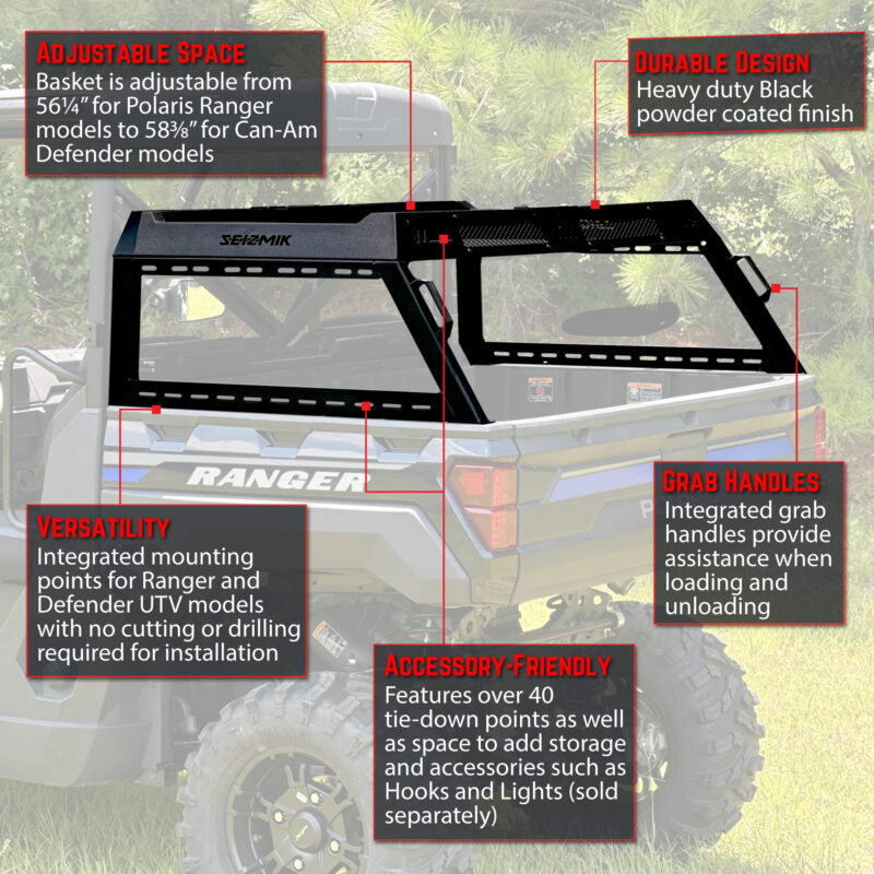 Seizmik Bed Rack Kit - Half Height for Can-Am/Defender | Polaris