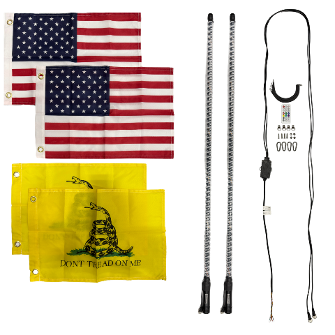 Awesome Offroad 4ft COB LED Whip Light Pair with Remote