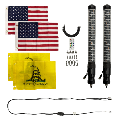 Awesome Offroad 2ft THIC COB LED Whip Light Pair with Remote