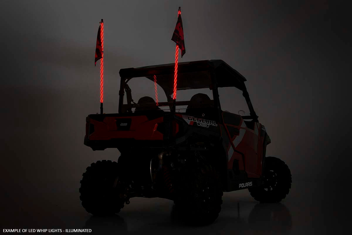 Whip Mount | Cage | 4' Multl-Color LED Whip Pair | Polaris RZR