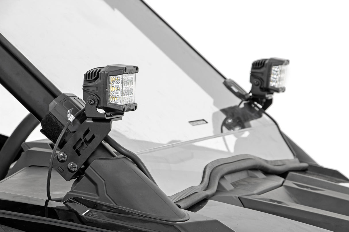 LED Light | A Pillar Mount | 2" Black Pair | White DRL | Polaris RZR PRO XP